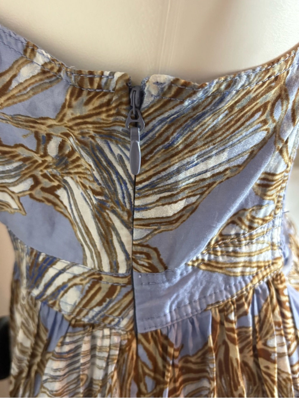 Banana Republic Isa Blue Tropical Print Waist Cut Out Cotton Silk Midi Dress 6 - Picture 11 of 14